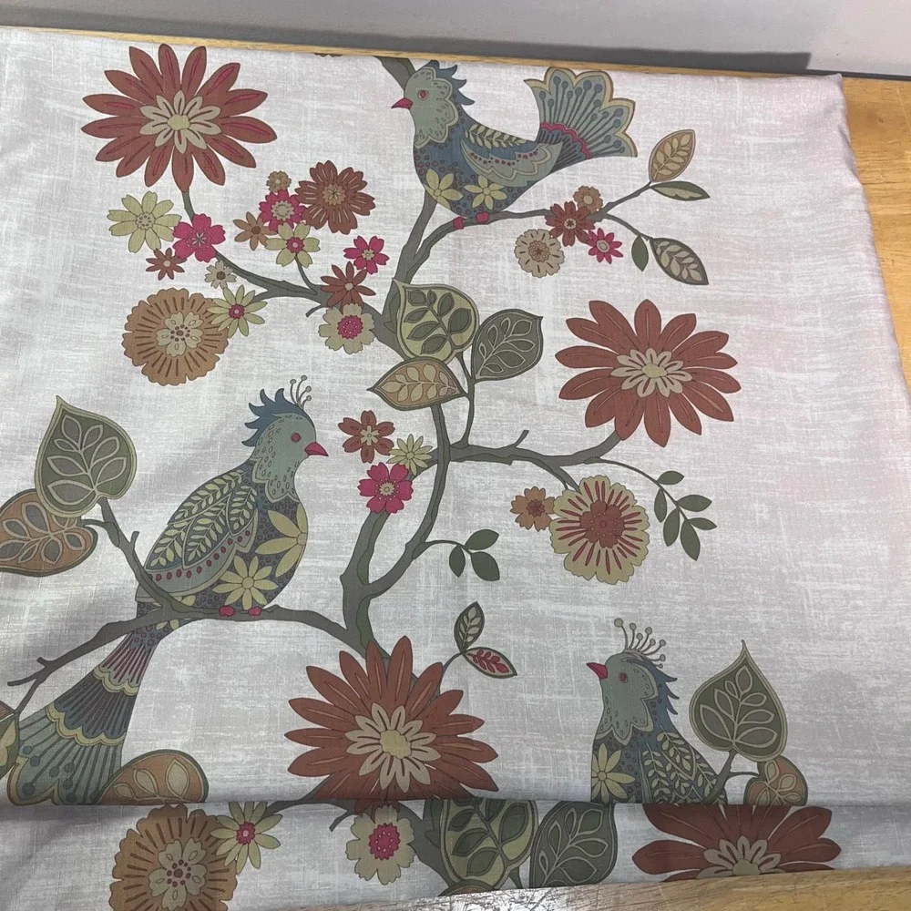 Pier 1 Imports Bird Floral Grommet Curtain Panels 50x84 Set of 2 Chinoiserie Vtg